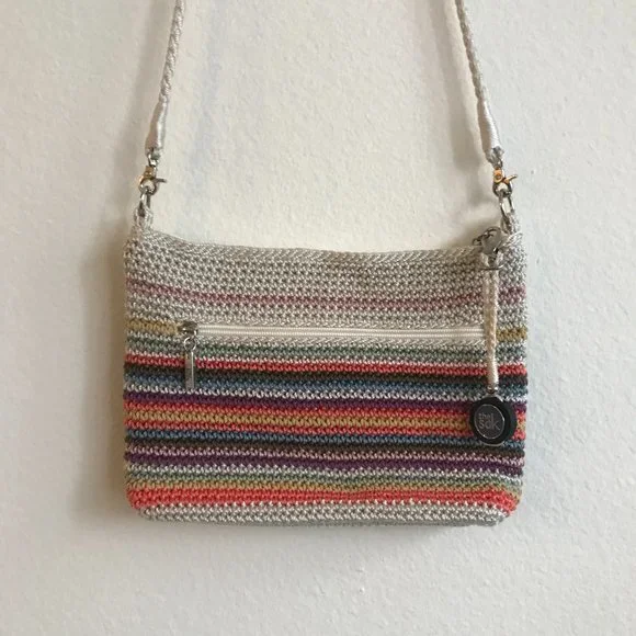 The Sak Crochet Crossbody Rainbow Striped Crossbody Vegan Recycled Bag - Picture 9 of 9